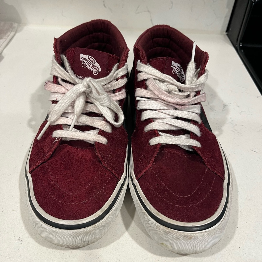 Vans Maroon High-Top Sneakers with White Laces